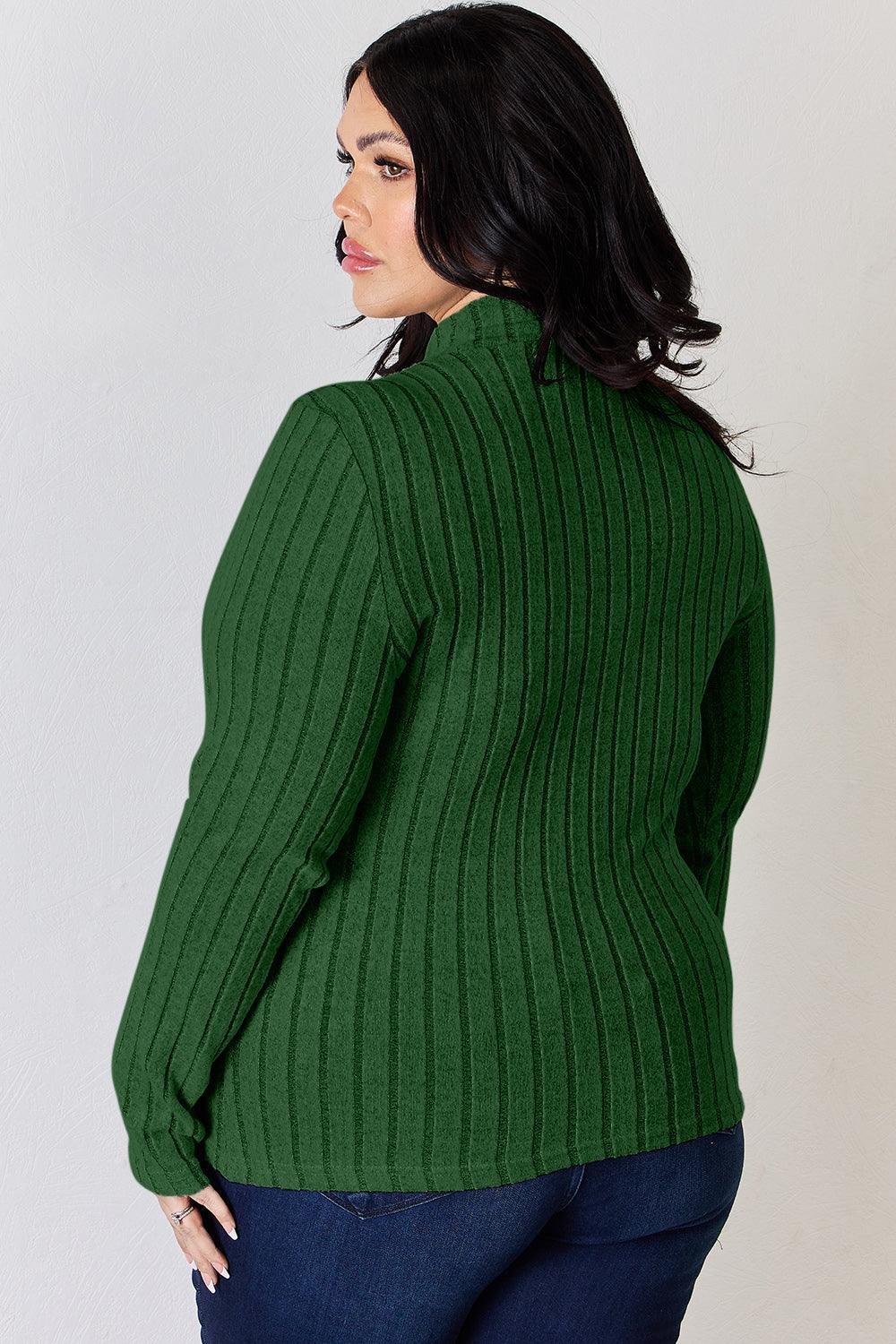 Basic Bae Full Size Ribbed Mock Neck Long Sleeve T-Shirt Carauana Store