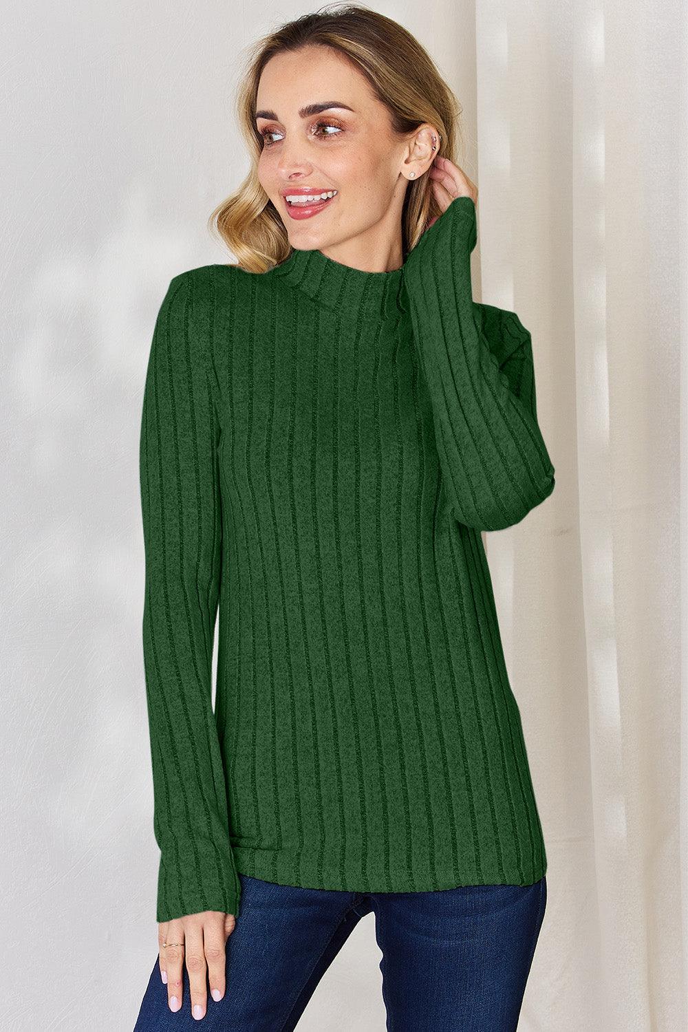 Basic Bae Full Size Ribbed Mock Neck Long Sleeve T-Shirt Carauana Store