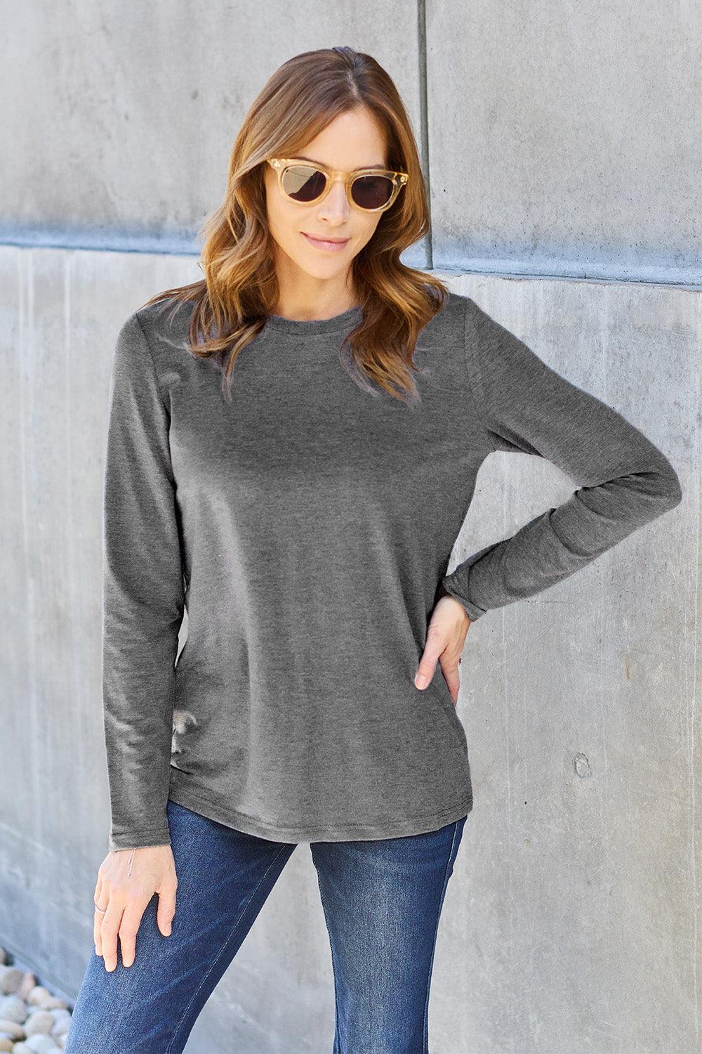 Basic Bae Full Size Round Neck Long Sleeve Top Carauana Store