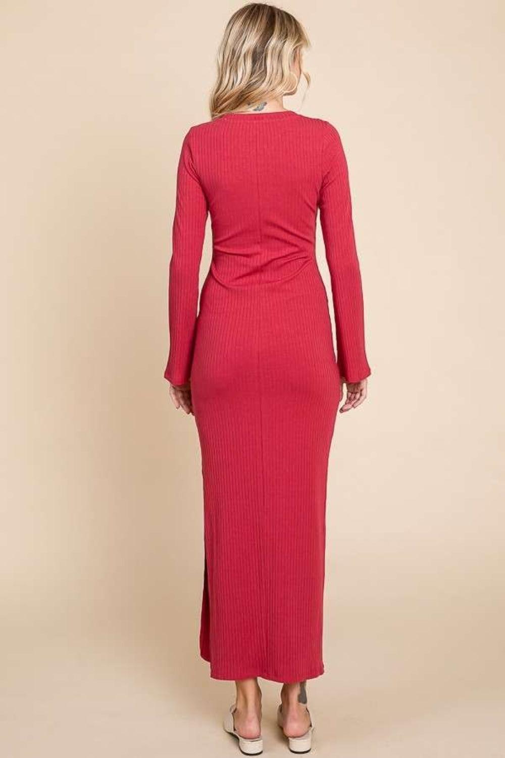 Culture Code Full Size Round Neck Bodycon Bell Maxi Dress Carauana Store