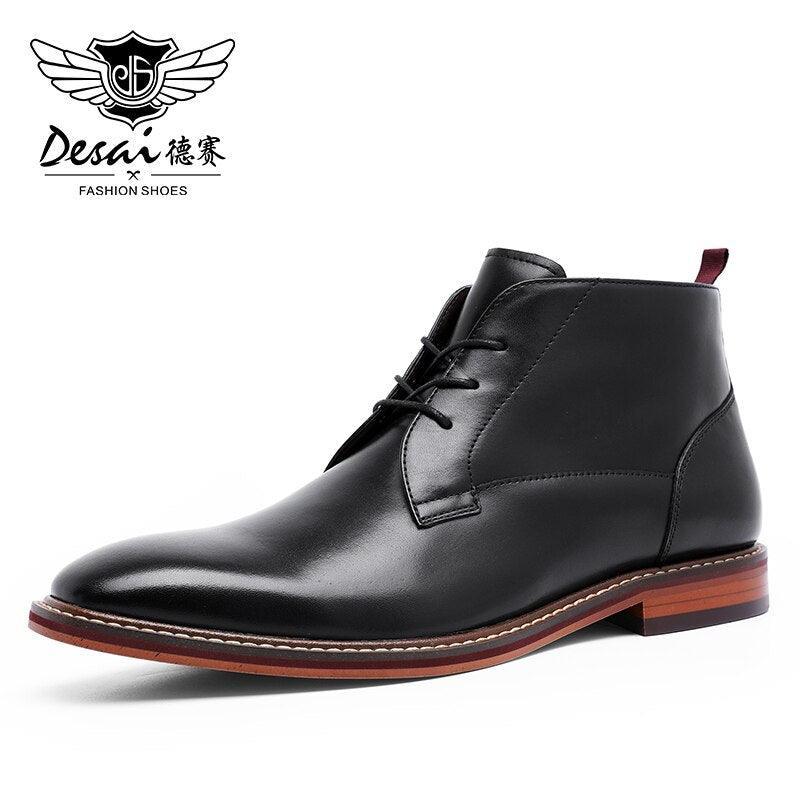 Desai Boots Vintage Combat Boot Winter Fur New Cow Split Leather Genuine Leather Carauana Store