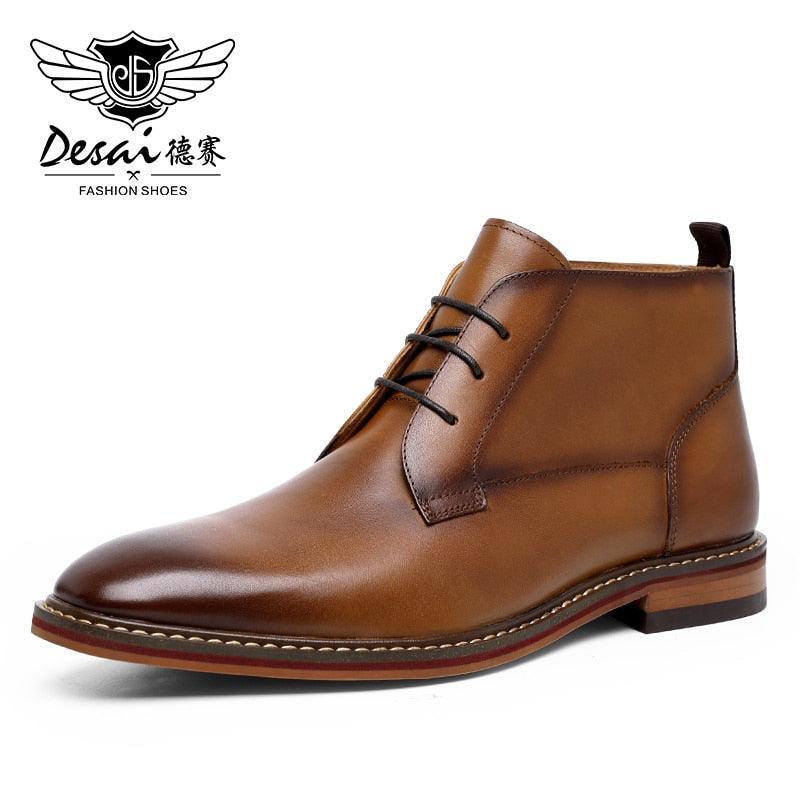 Desai Boots Vintage Combat Boot Winter Fur New Cow Split Leather Genuine Leather Carauana Store