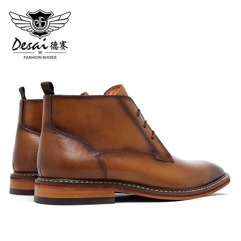 Desai Boots Vintage Combat Boot Winter Fur New Cow Split Leather Genuine Leather Carauana Store