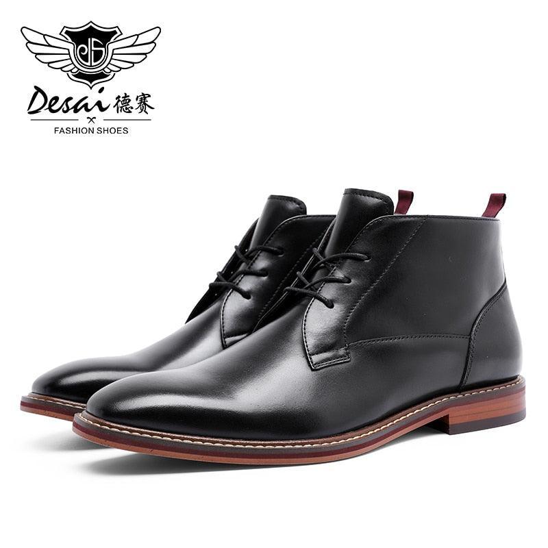 Desai Boots Vintage Combat Boot Winter Fur New Cow Split Leather Genuine Leather Carauana Store