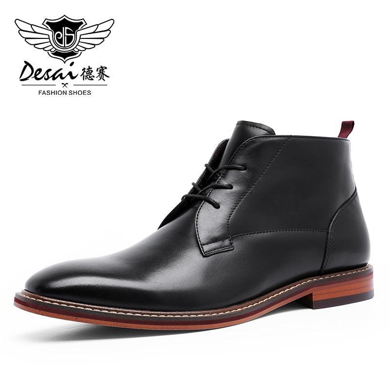 Desai Boots Vintage Combat Boot Winter Fur New Cow Split Leather Genuine Leather Carauana Store