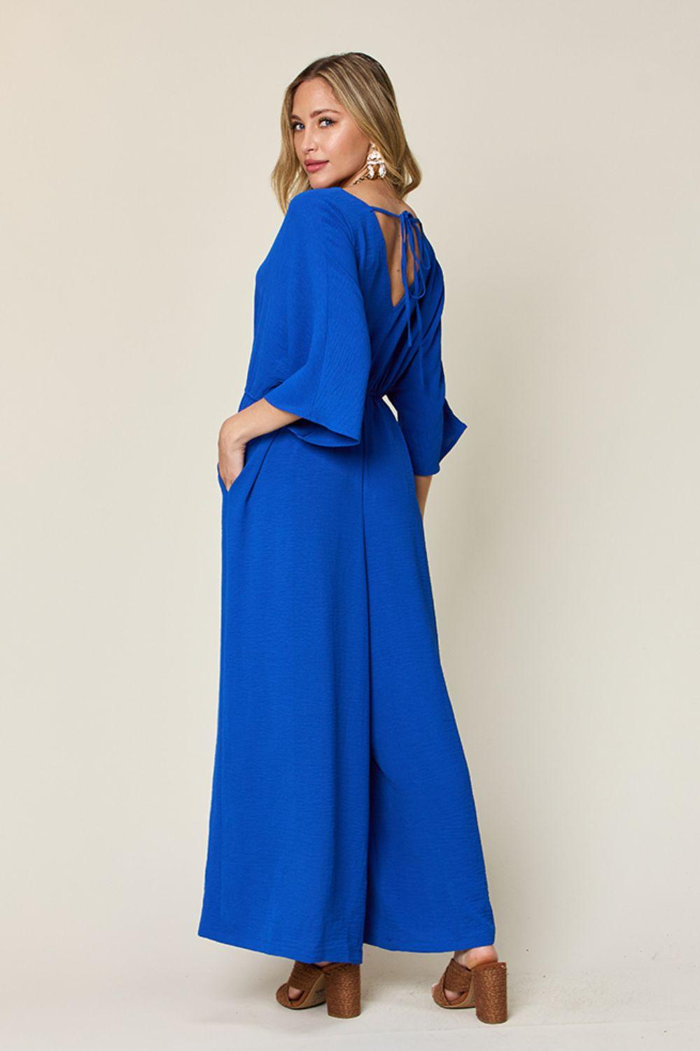 Double Take Full Size Half Sleeve Wide Leg Jumpsuit Carauana Store