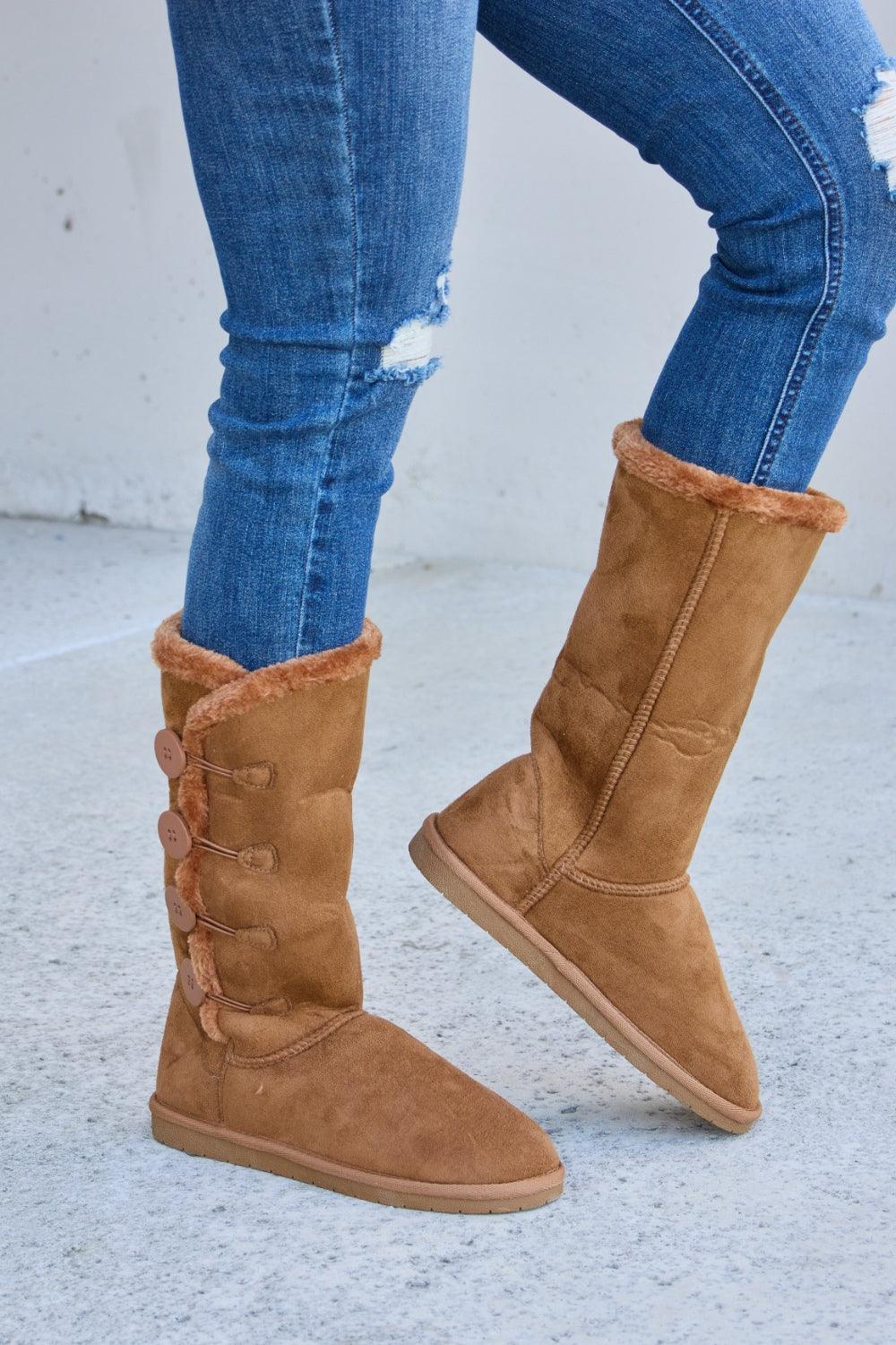 Forever Link Warm Fur Lined Flat Boots Carauana Store