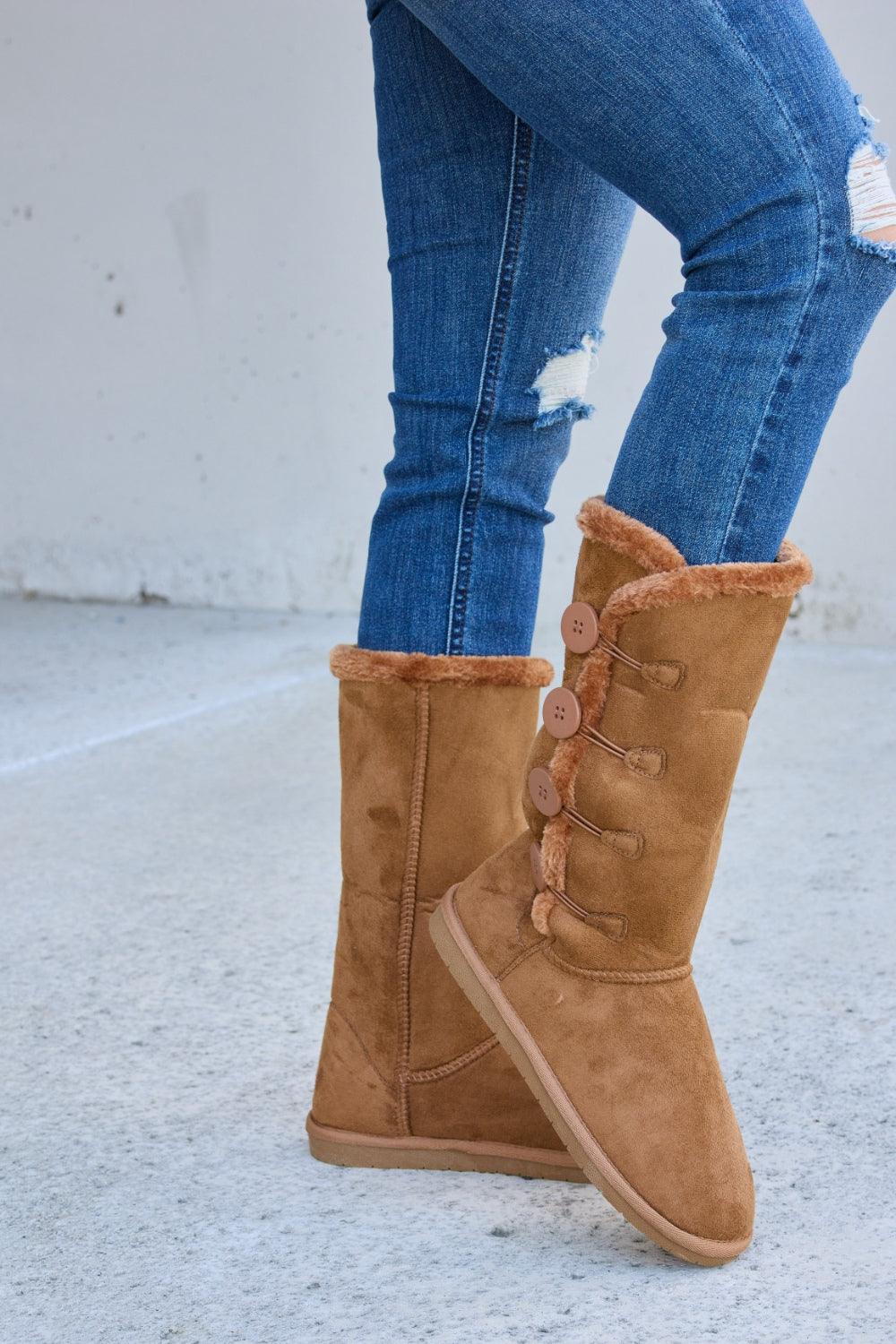 Forever Link Warm Fur Lined Flat Boots Carauana Store