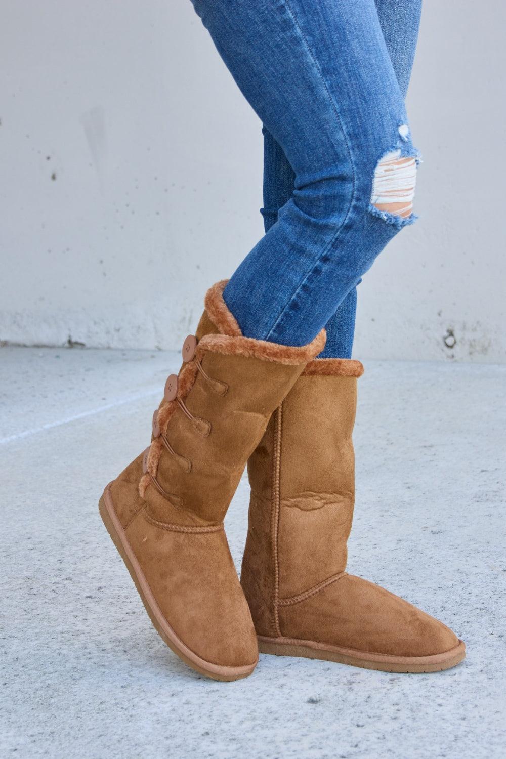 Forever Link Warm Fur Lined Flat Boots Carauana Store