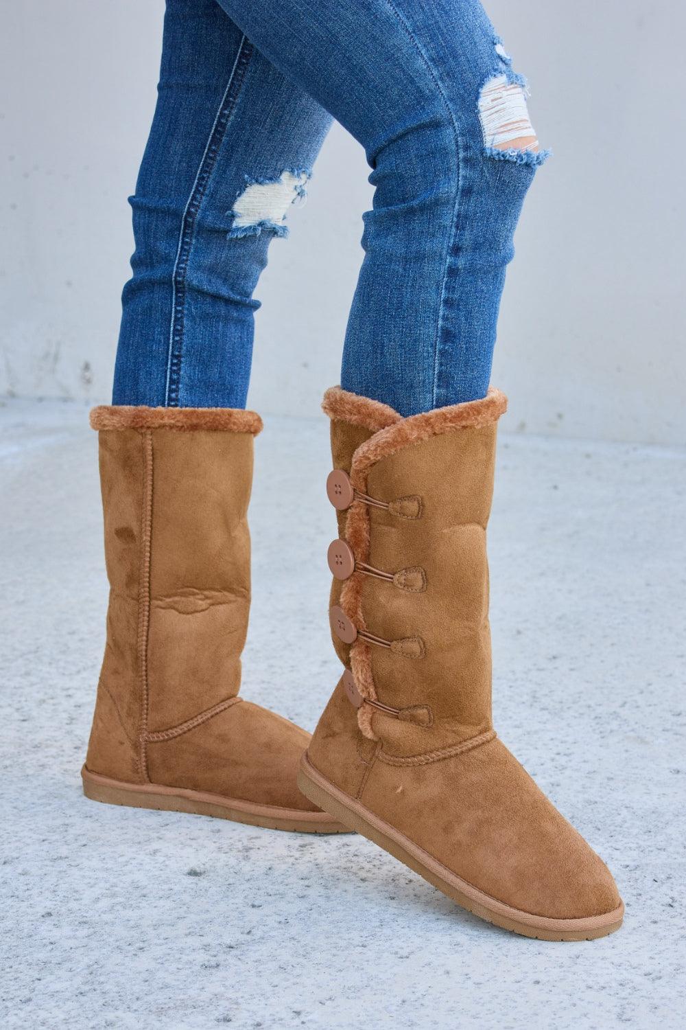 Forever Link Warm Fur Lined Flat Boots Carauana Store