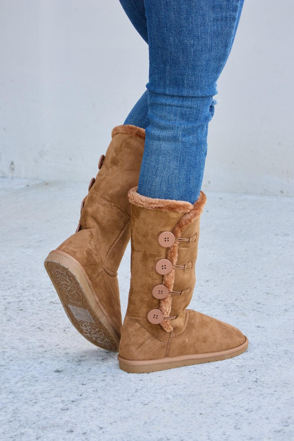 Forever Link Warm Fur Lined Flat Boots Carauana Store