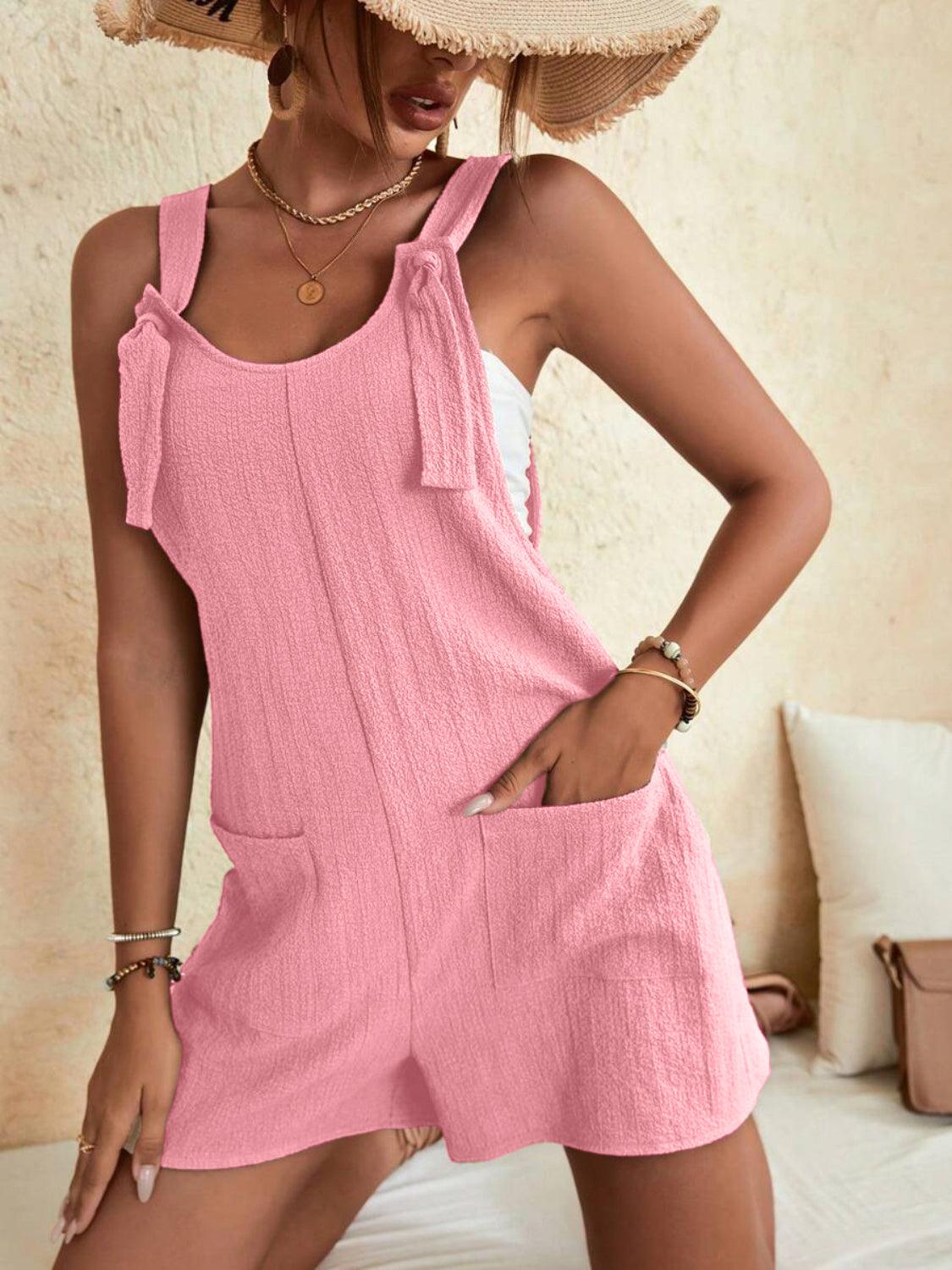 Full Size Scoop Neck Romper with Pockets Carauana Store