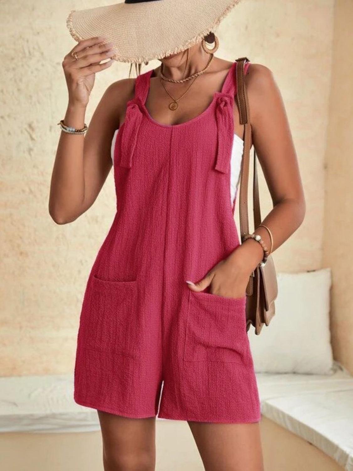Full Size Scoop Neck Romper with Pockets Carauana Store
