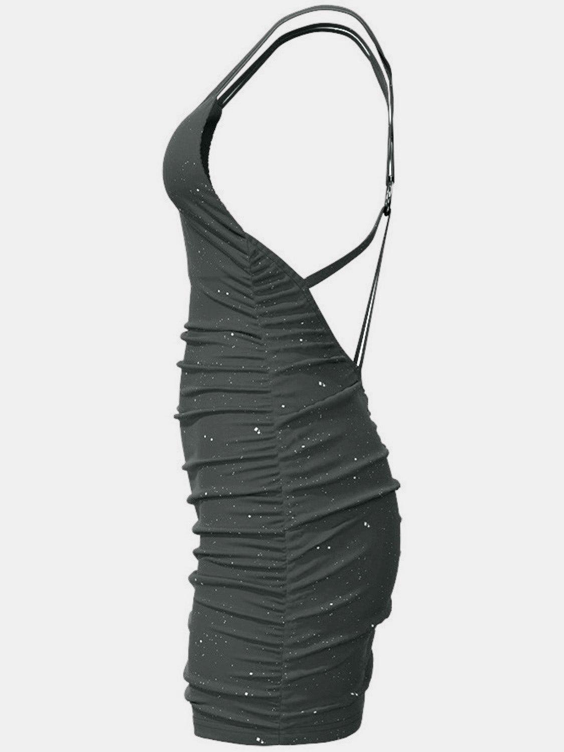 Glitter Double Spaghetti Straps Mini Dress Carauana Store