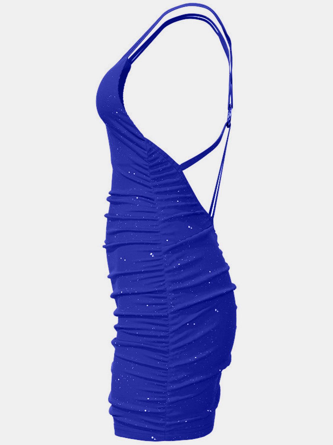 Glitter Double Spaghetti Straps Mini Dress Carauana Store