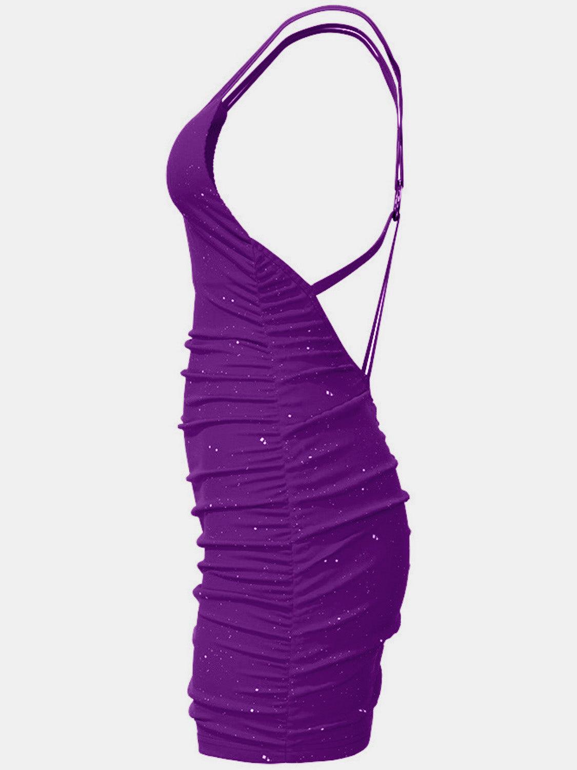 Glitter Double Spaghetti Straps Mini Dress Carauana Store