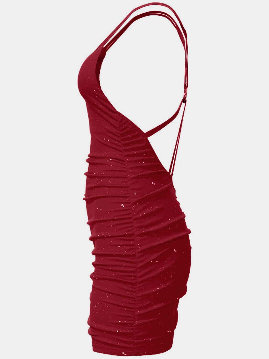 Glitter Double Spaghetti Straps Mini Dress Carauana Store