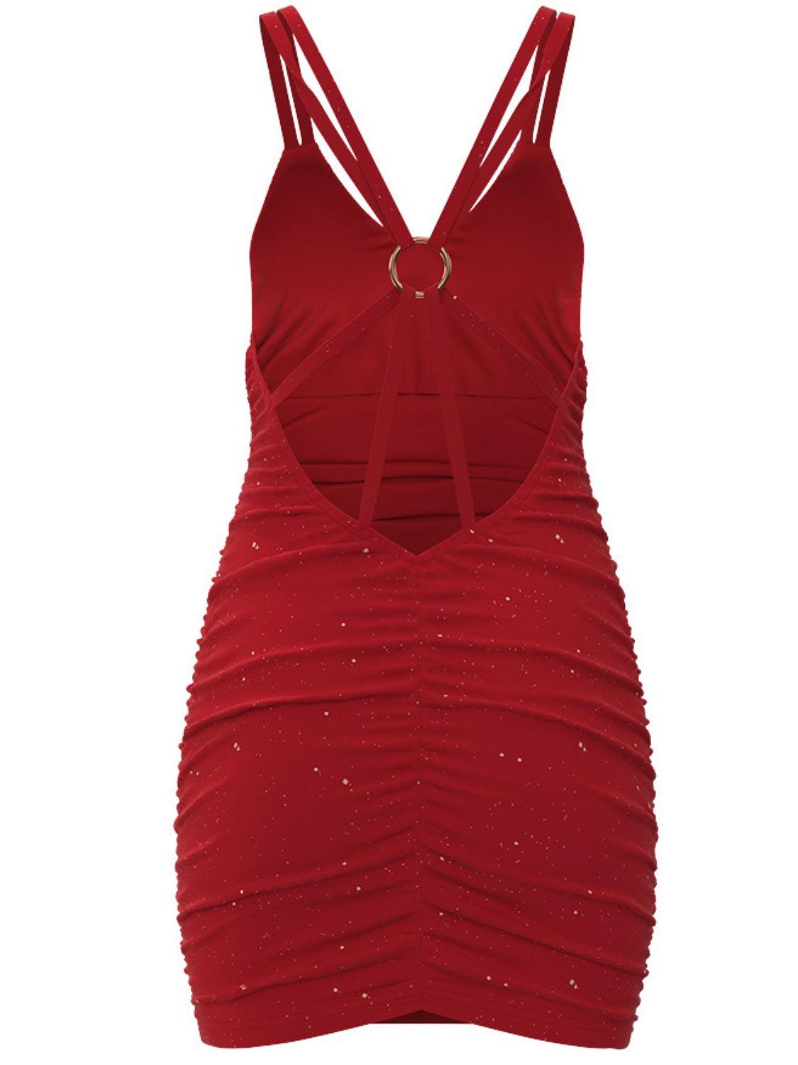 Glitter Double Spaghetti Straps Mini Dress Carauana Store