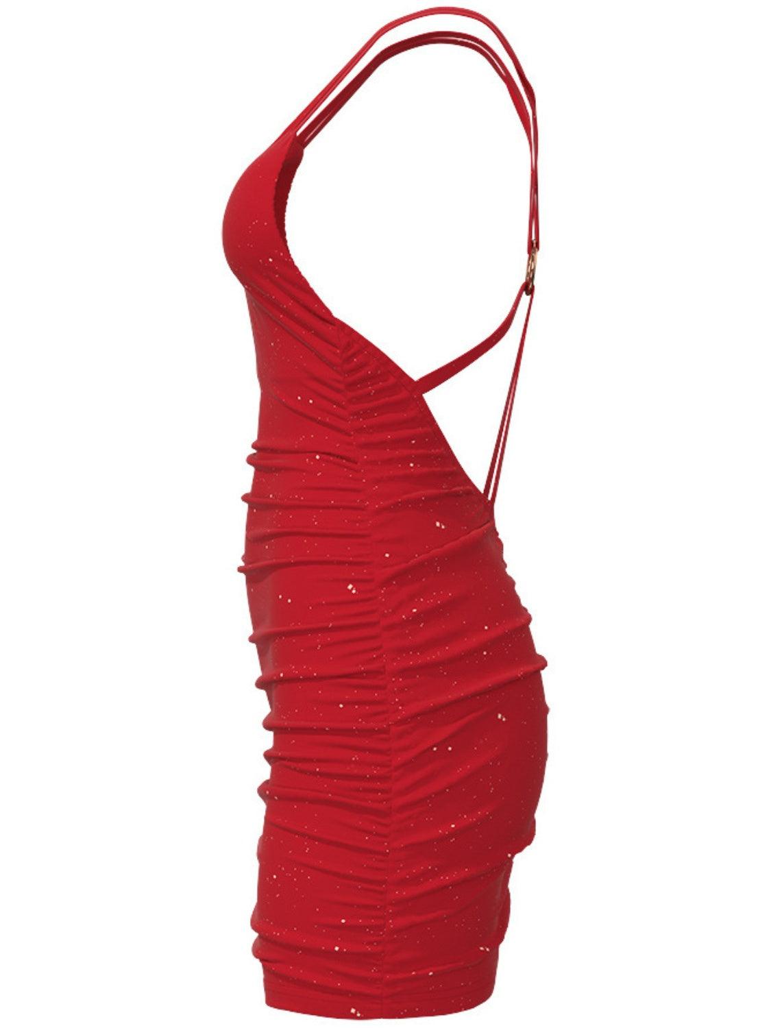 Glitter Double Spaghetti Straps Mini Dress Carauana Store