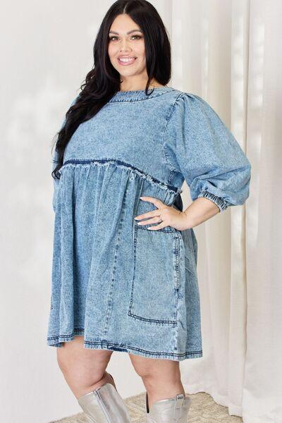 HEYSON Full Size Oversized Denim Babydoll Dress Carauana Store