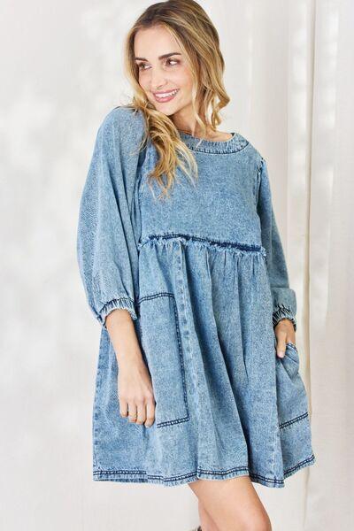 HEYSON Full Size Oversized Denim Babydoll Dress Carauana Store