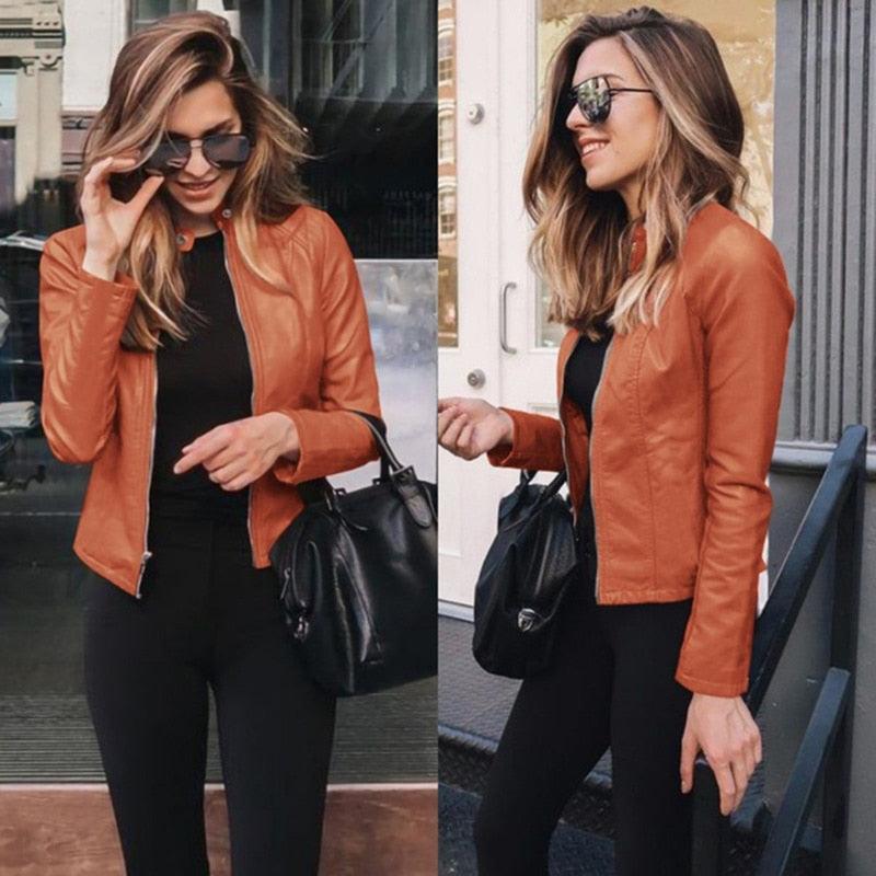 Jacket Women Coat Faux Leather Carauana Store