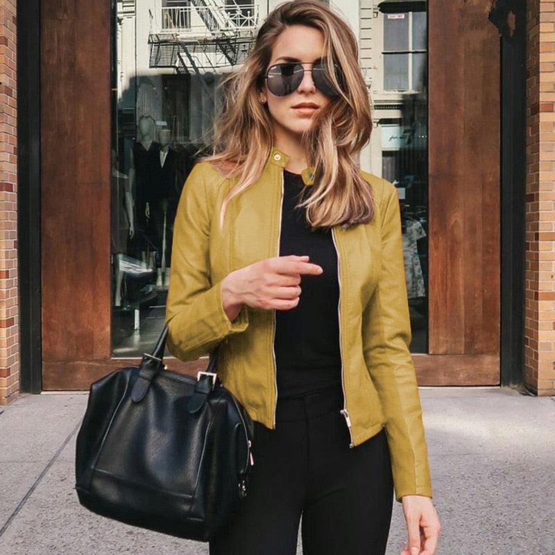 Jacket Women Coat Faux Leather Carauana Store