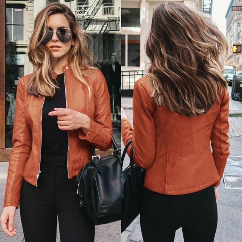 Jacket Women Coat Faux Leather Carauana Store