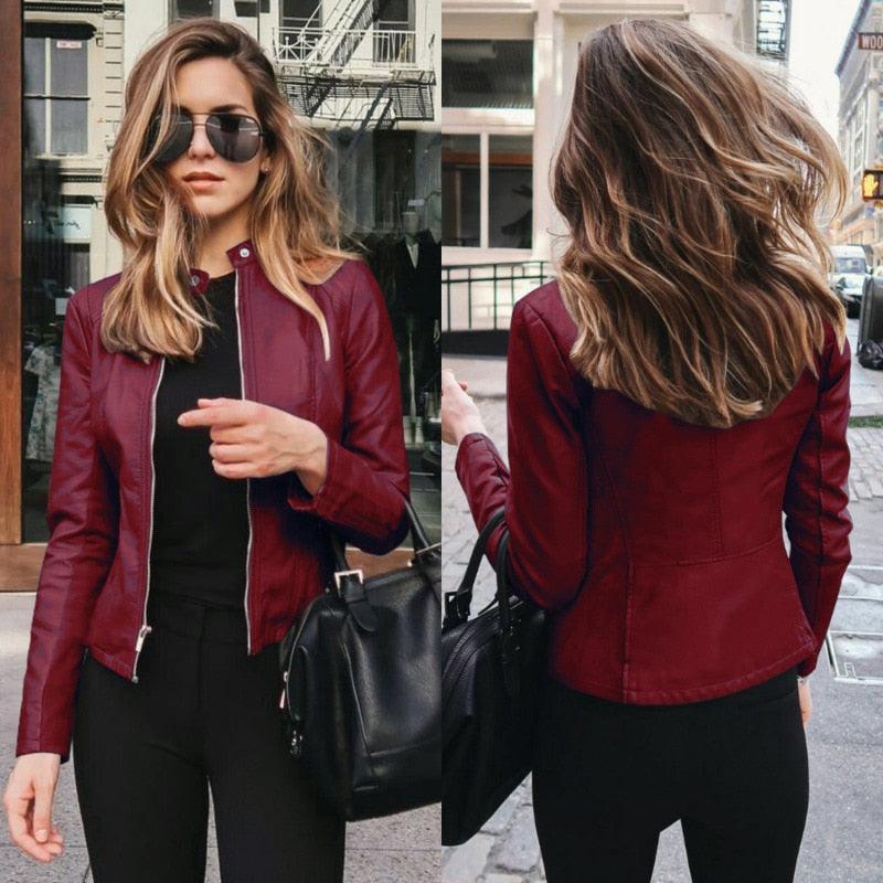 Jacket Women Coat Faux Leather Carauana Store