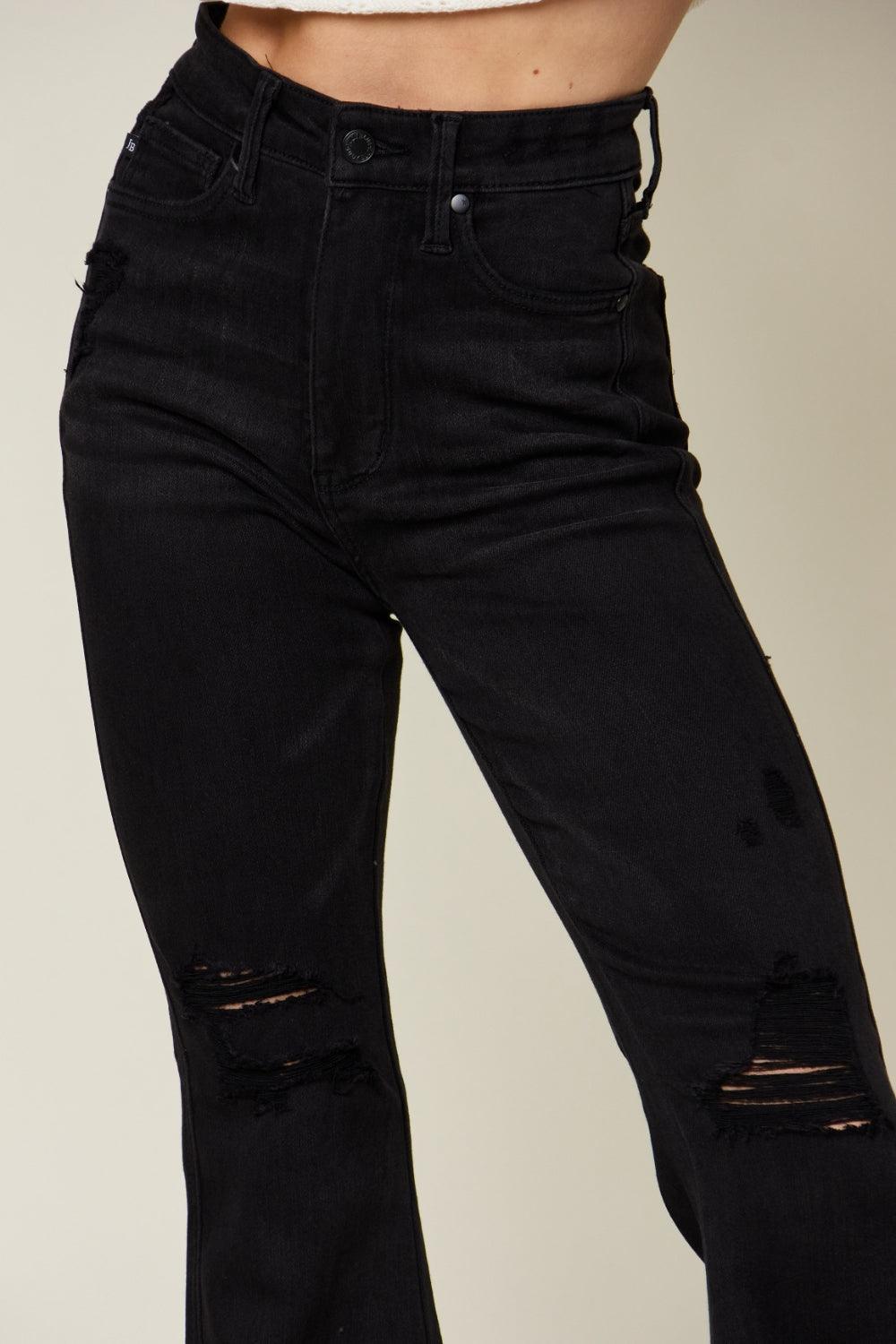 Judy Blue Full Size High Waist Distressed Flare Jeans Carauana Store