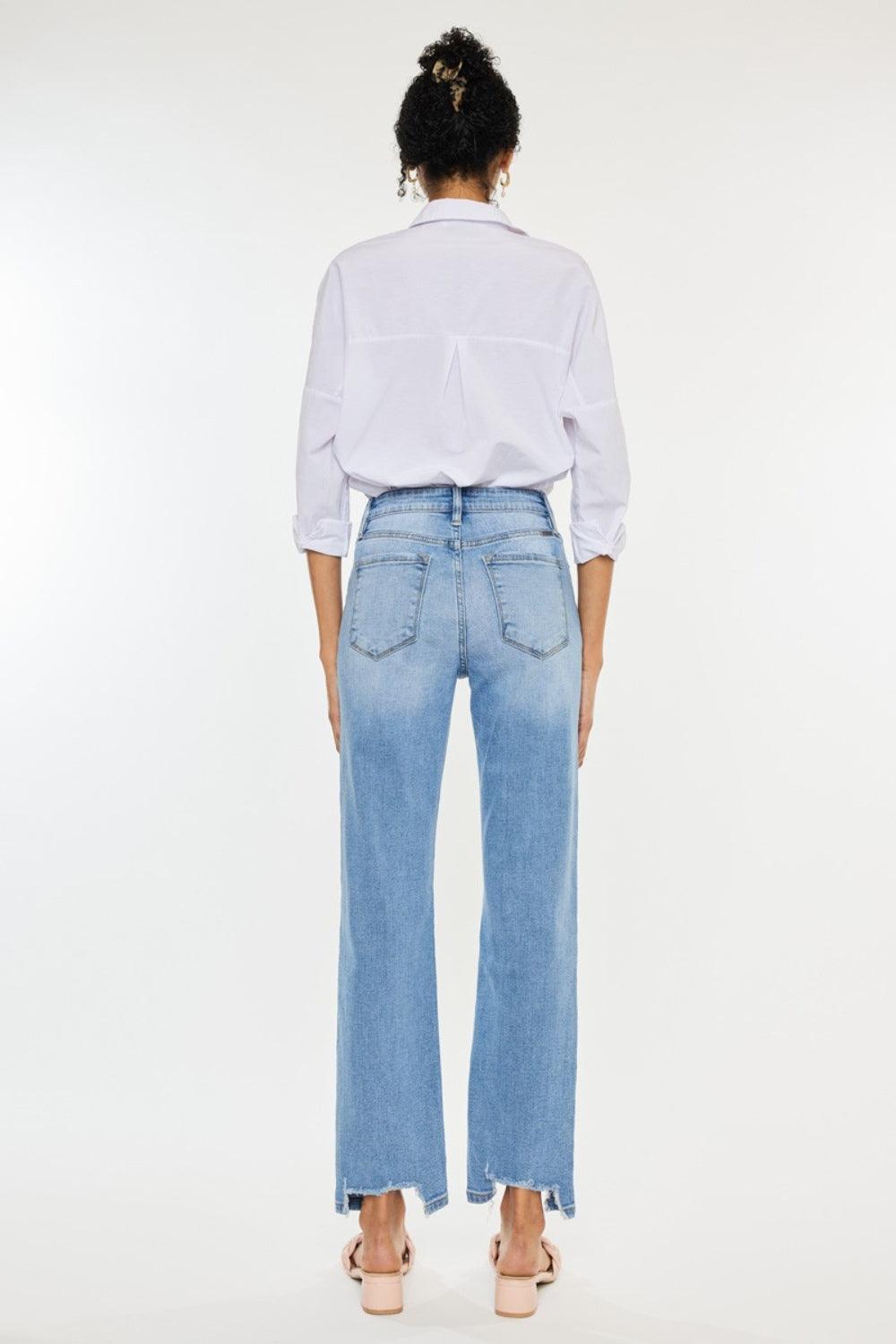 Kancan High Waist Raw Hem Straight Jeans Carauana Store