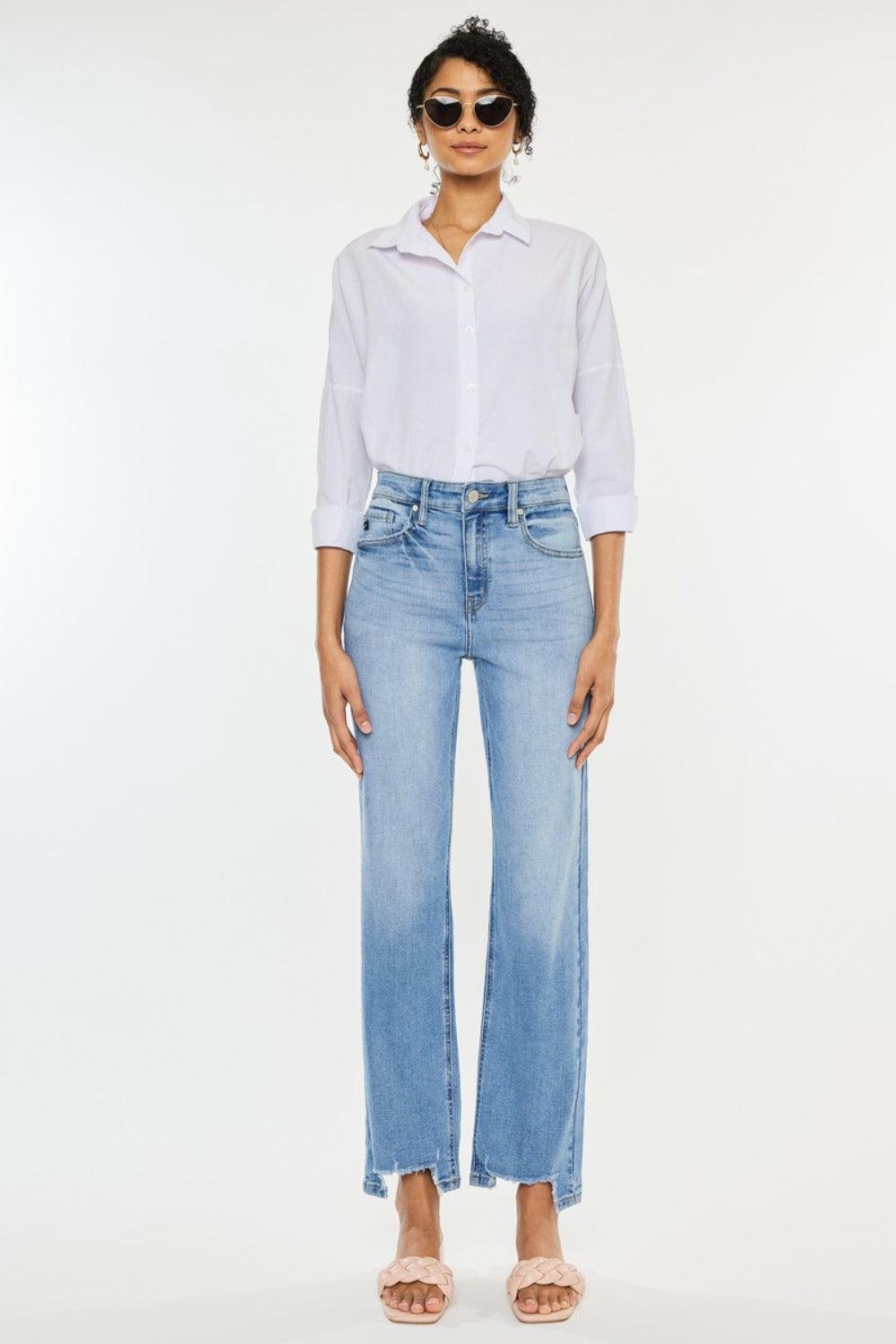 Kancan High Waist Raw Hem Straight Jeans Carauana Store