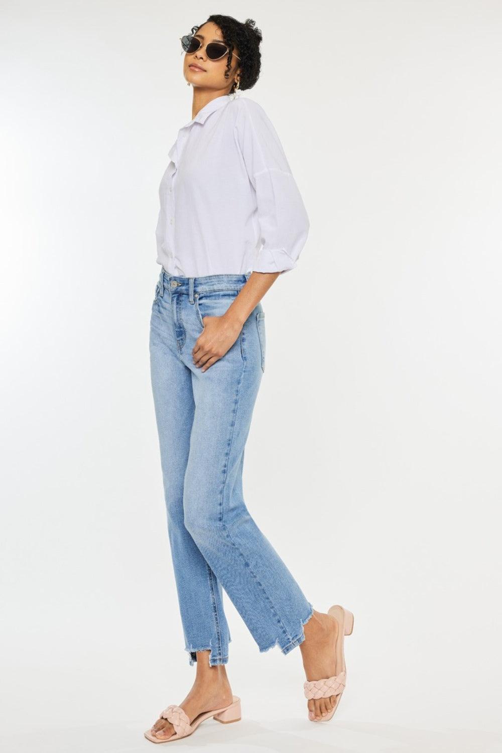 Kancan High Waist Raw Hem Straight Jeans Carauana Store