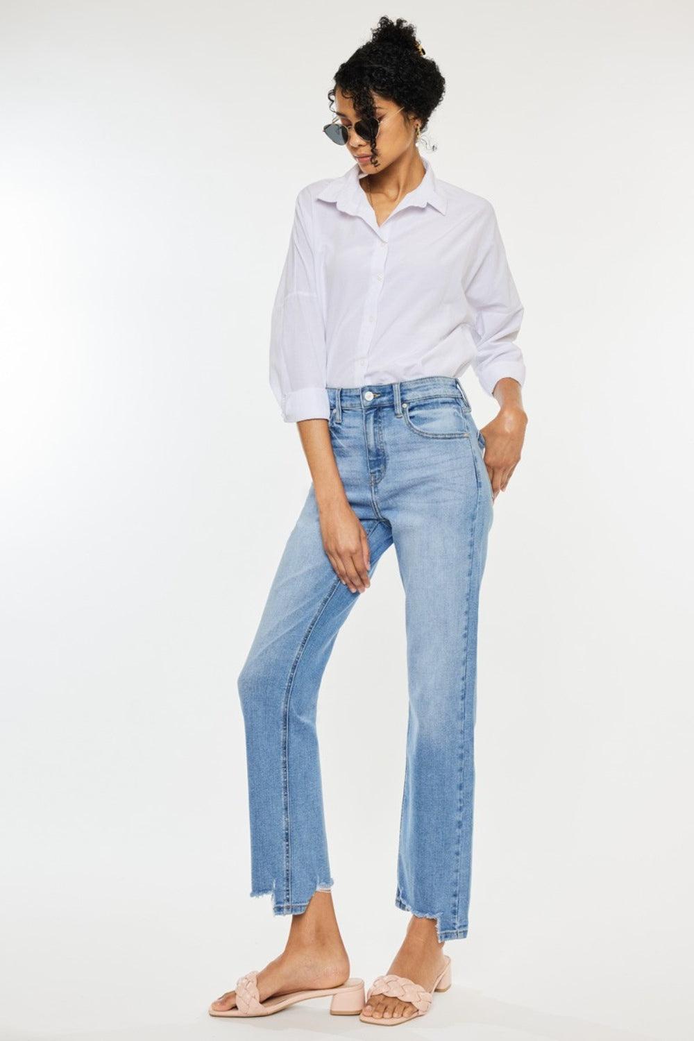 Kancan High Waist Raw Hem Straight Jeans Carauana Store