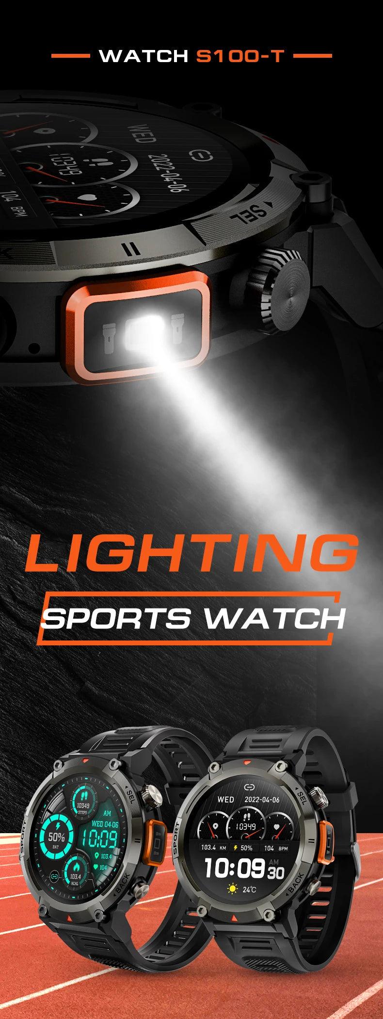 LEMFO Smartwatch With Flash Light 500Lumin S100 Men Women|Your Ultimate Fitness Companion Carauana Store