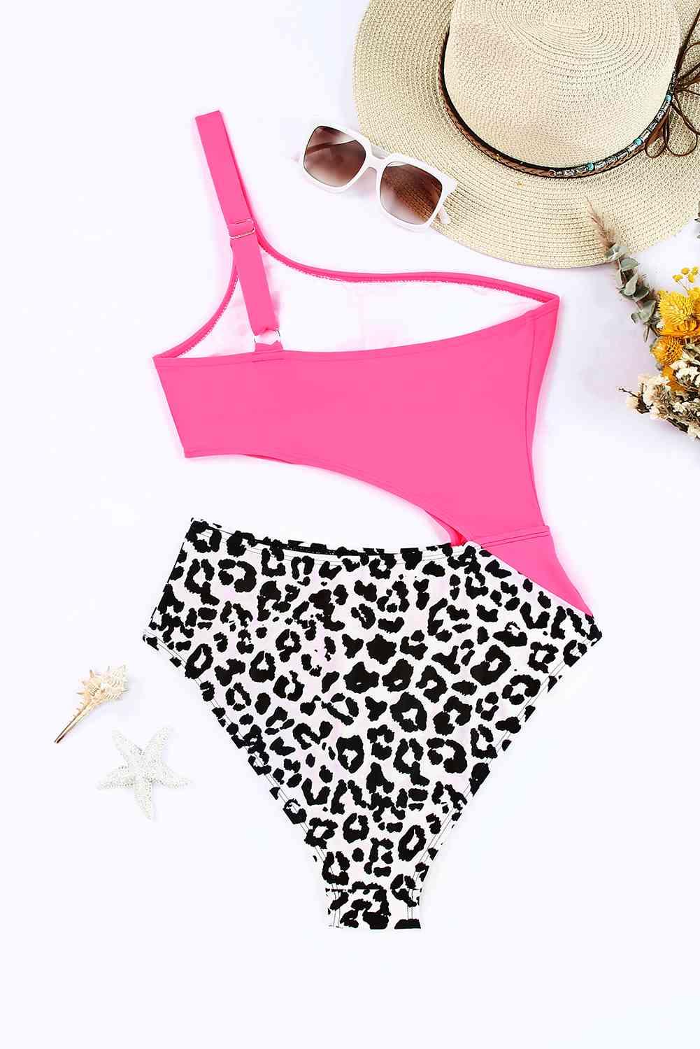 Leopard Cutout One-Shoulder One-Piece Swimsuit Carauana Store