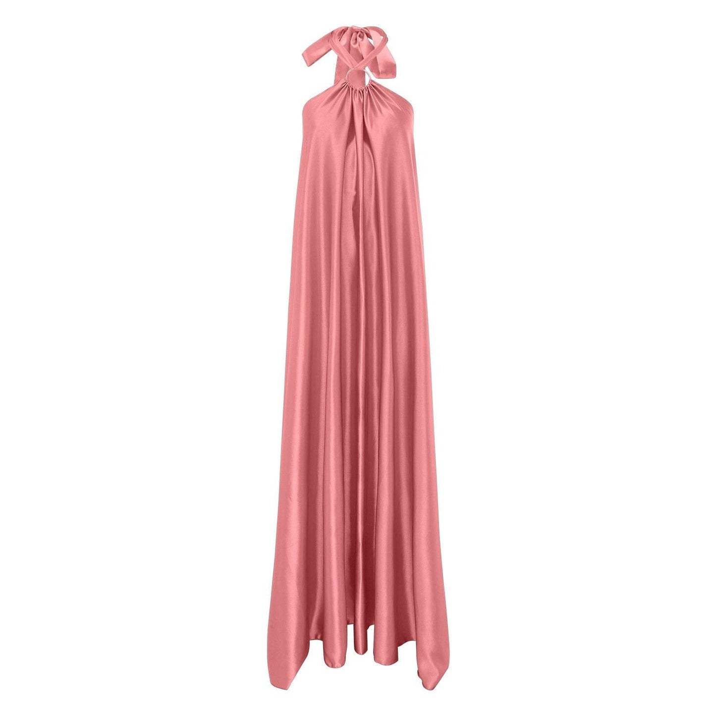 Long Formal Satin Dress Halter Neck Sleeveless Carauana Store