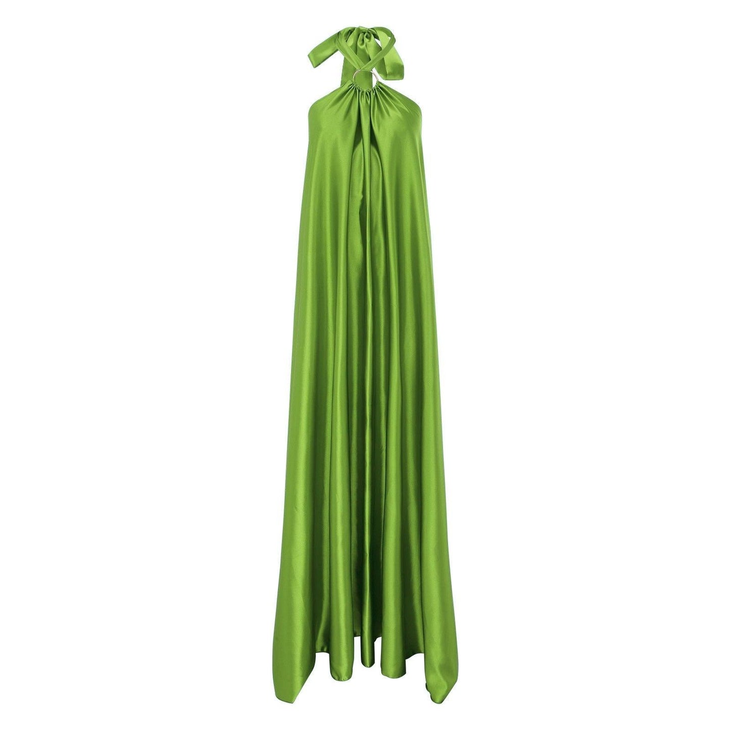 Long Formal Satin Dress Halter Neck Sleeveless Carauana Store