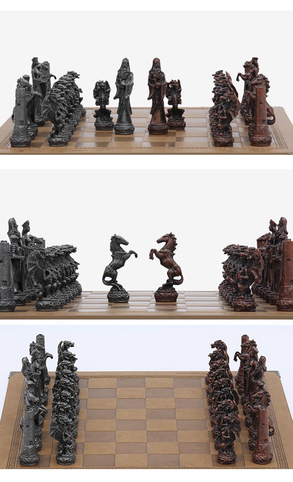Luxury Chess Metal Theme Leather Board Carauana Store