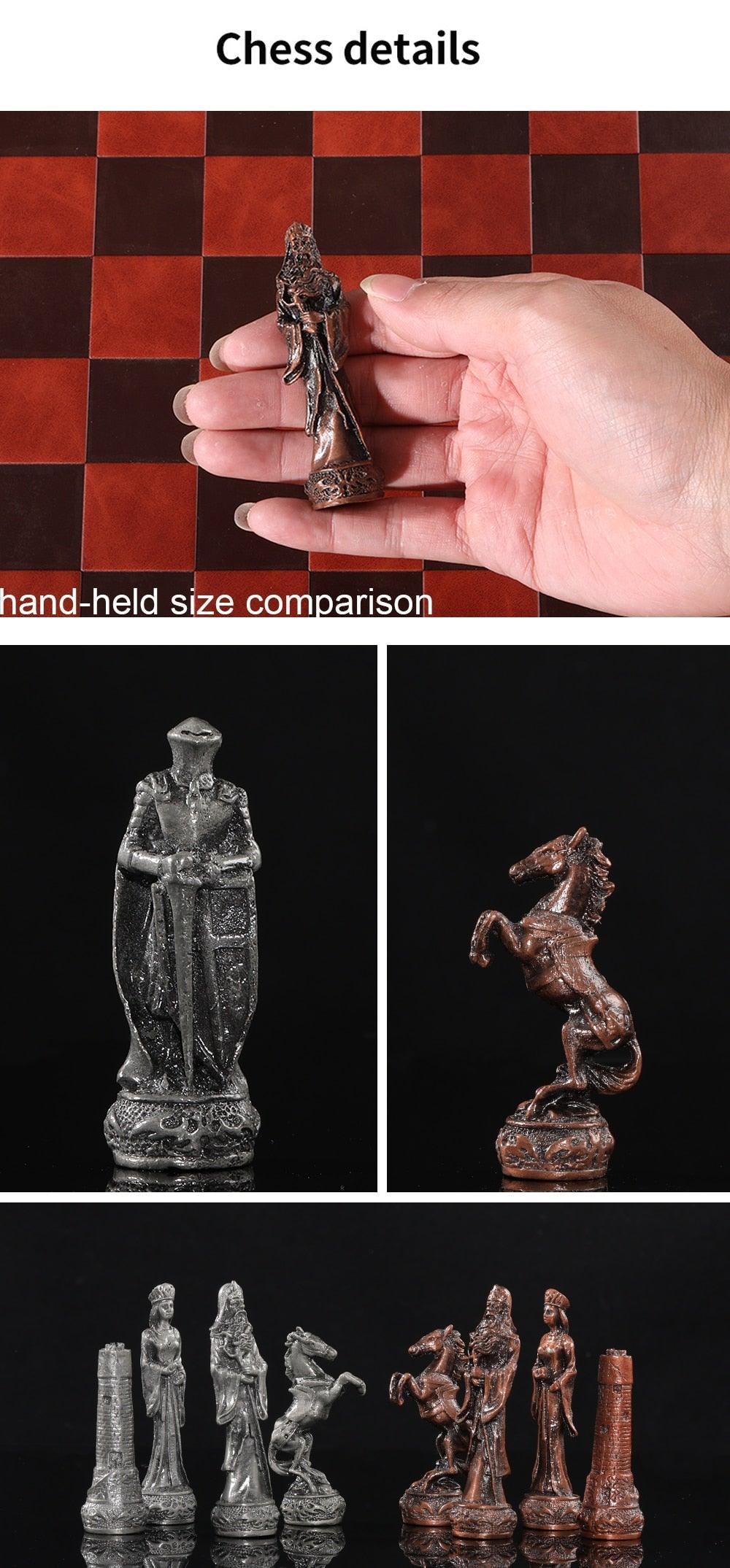Luxury Chess Metal Theme Leather Board Carauana Store