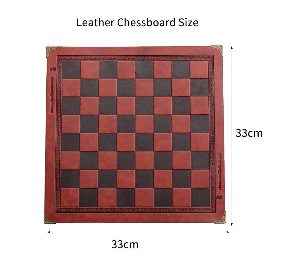 Luxury Chess Metal Theme Leather Board Carauana Store