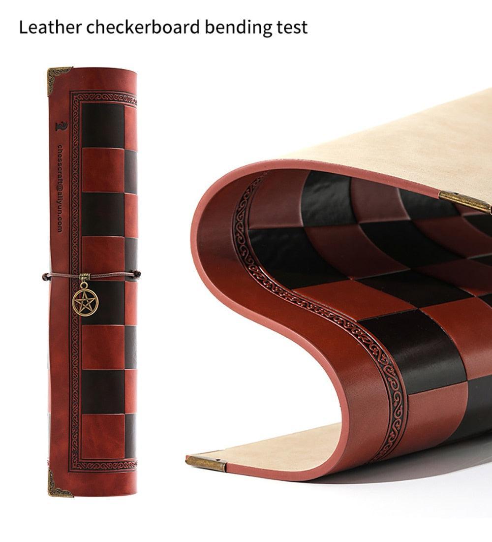 Luxury Chess Metal Theme Leather Board Carauana Store