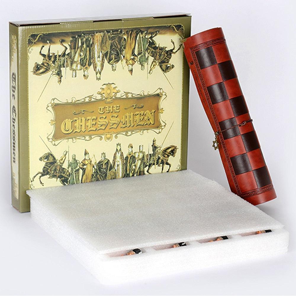 Luxury Chess Metal Theme Leather Board Carauana Store