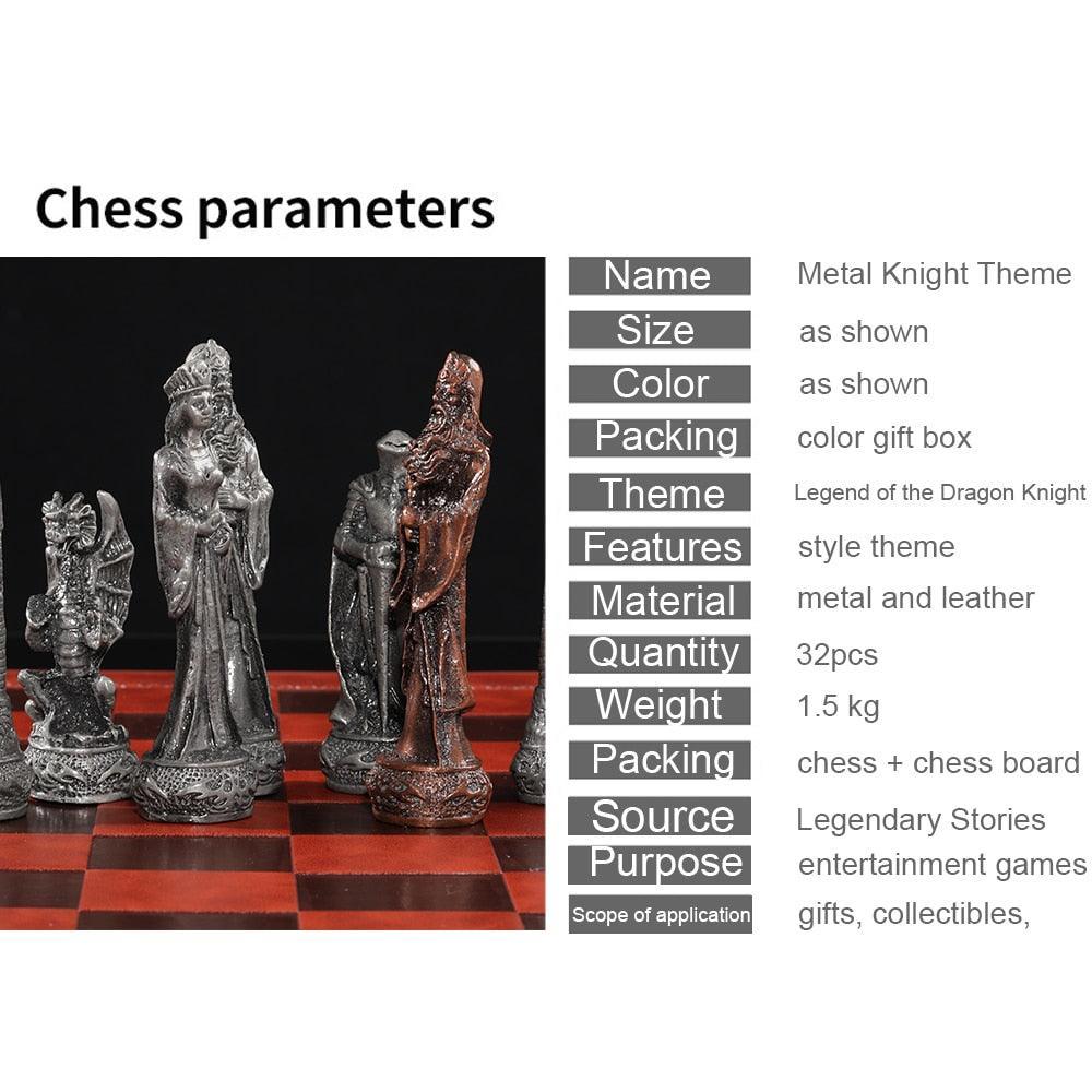 Luxury Chess Metal Theme Leather Board Carauana Store