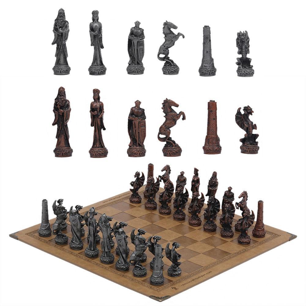 Luxury Chess Metal Theme Leather Board Carauana Store