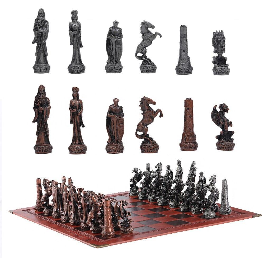 Luxury Chess Metal Theme Leather Board Carauana Store