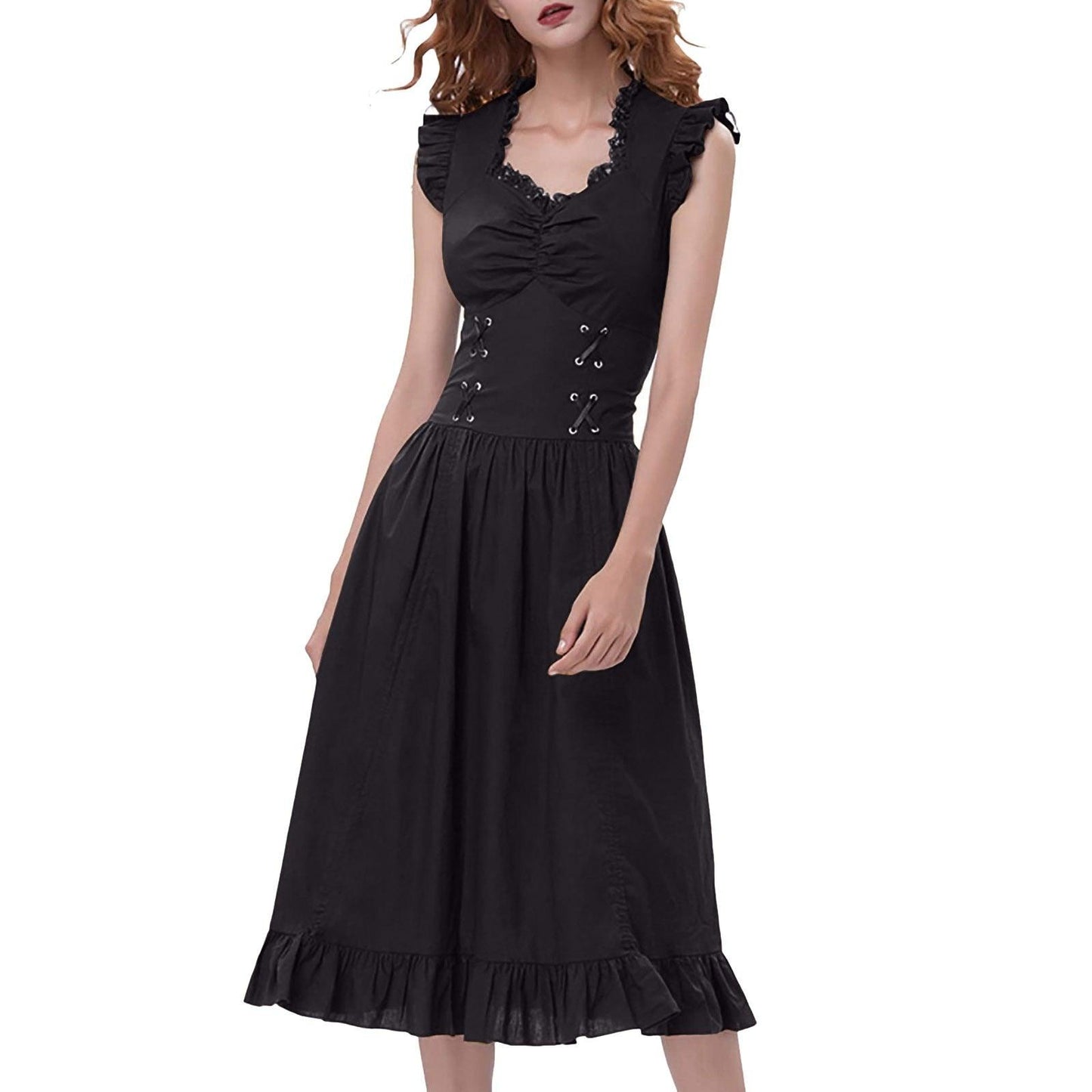 Maxi Dress Gothic Sleeveless elegant medieval life party Carauana Store