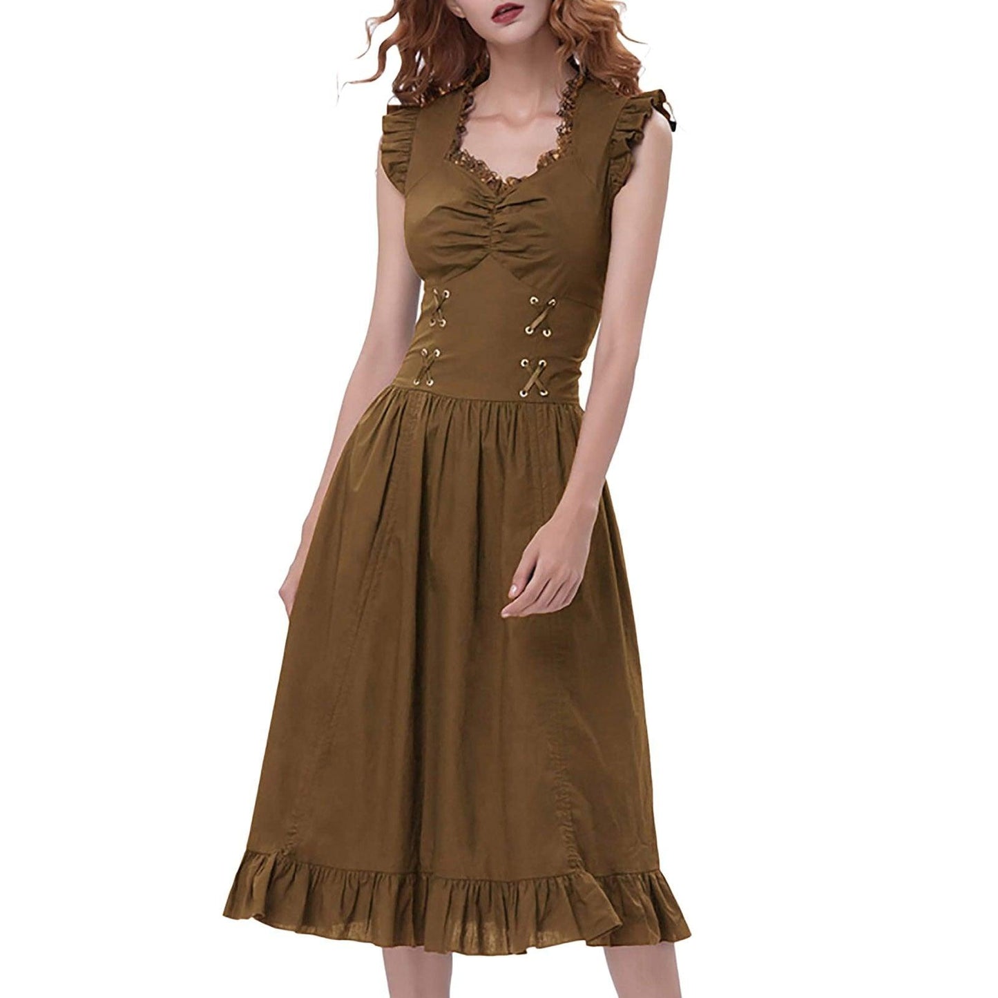 Maxi Dress Gothic Sleeveless elegant medieval life party Carauana Store