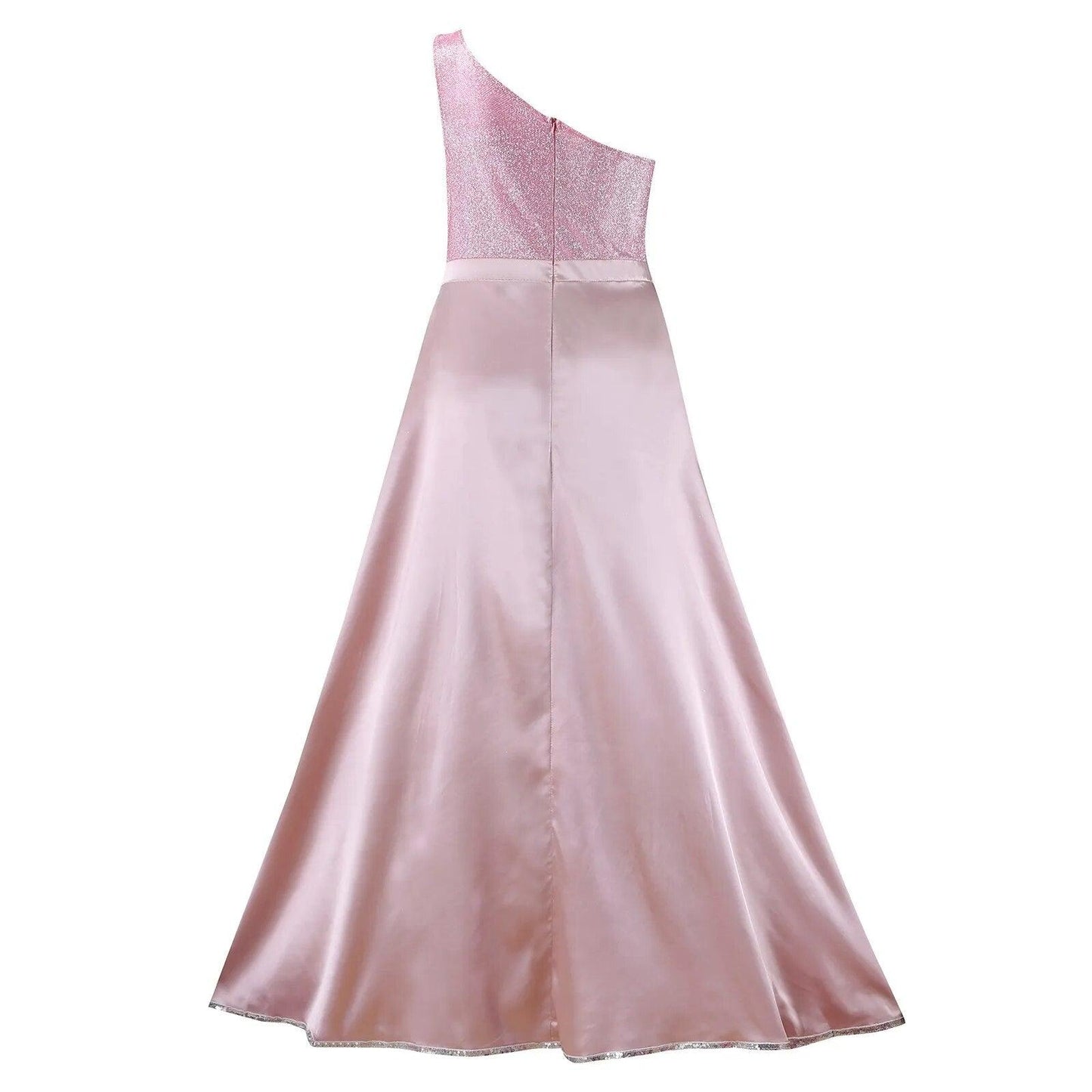 Maxi Dresses Women Evening Elegant Sexy One Shoulder Backless Satin Pleated Carauana Store