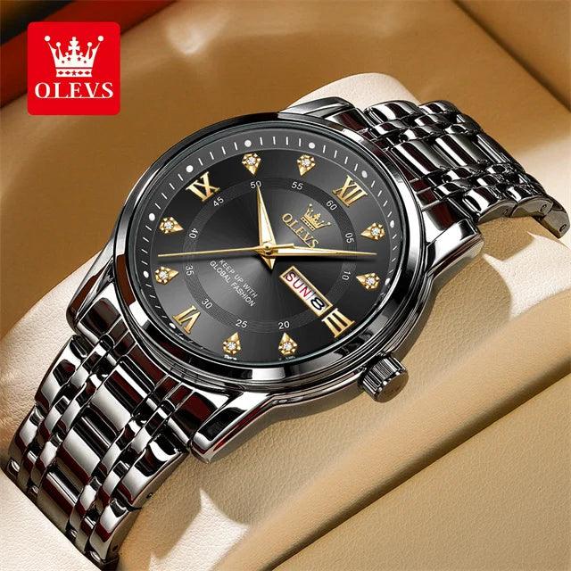 OLEVS Couple Watch Pair for Men and Women Stainless Steel Waterproof Men's Watches Luxury Gold Diamond Lover's Wristwatches 2023 Carauana Store